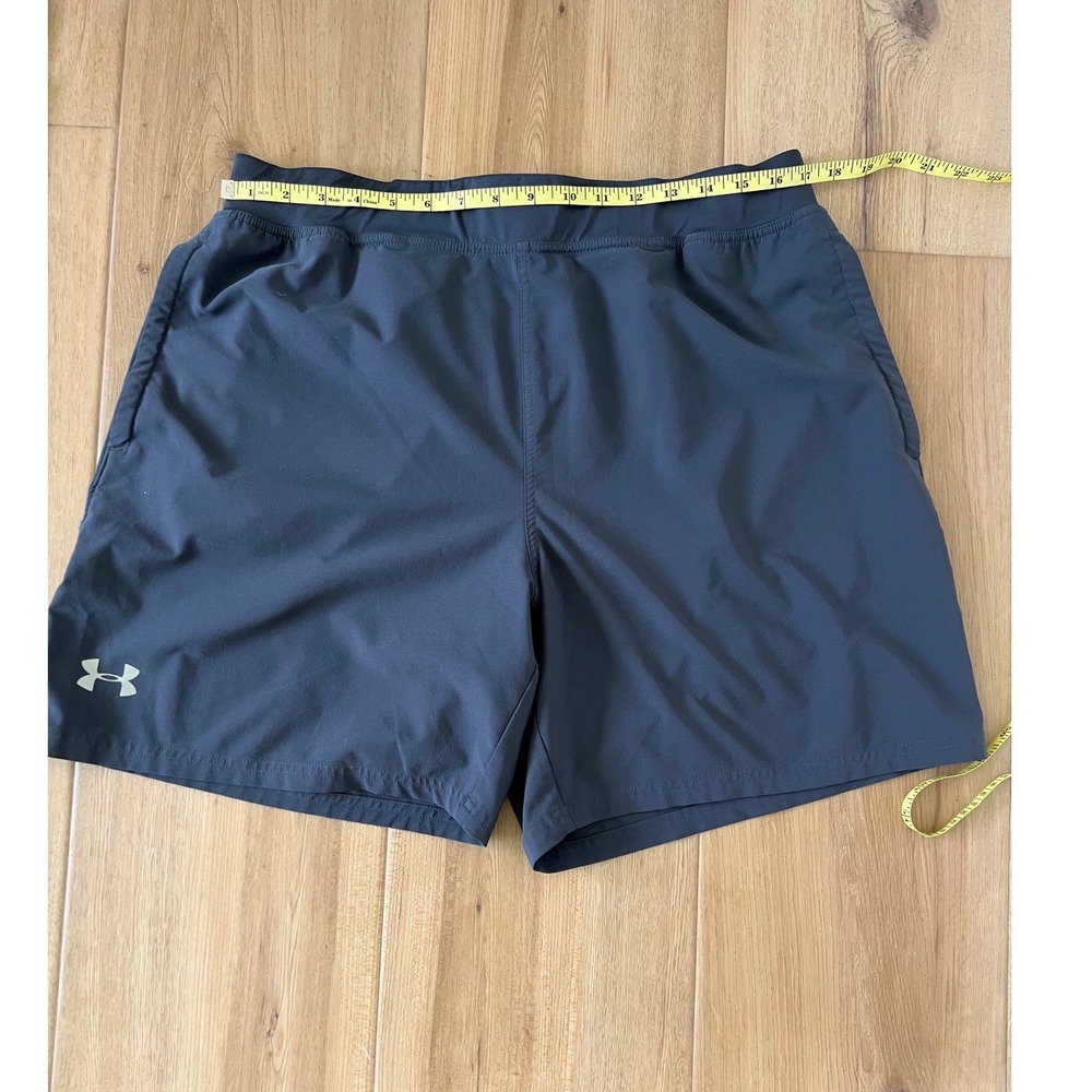 Under Armour HeatGear Mens XL Fitted Athletic Training Shorts Gray Blue 7 Inseam - Picture 5 of 6